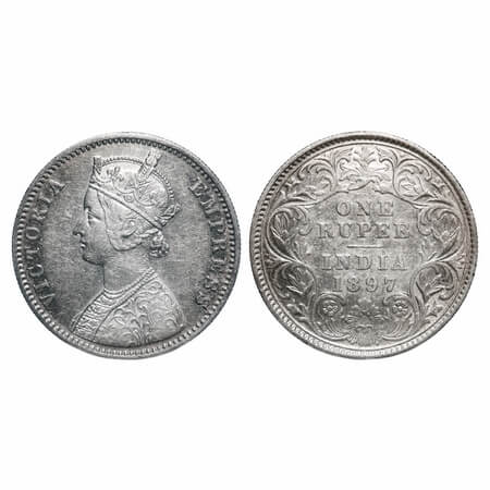 Victoria Empress, Silver, Rupee, 1897, Calcutta Mint, C3/I(i), 'C' incused. F. Prid 136. G