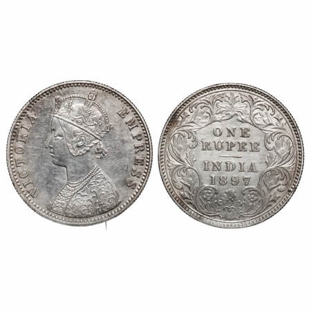 Victoria Empress, Silver, Rupee, 1897, Calcutta Mint, C3/I(i), 'C' incused. F. Prid 136. G