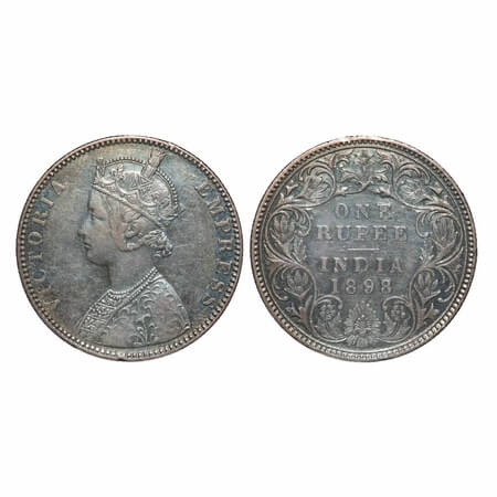 Victoria Empress, Silver, Rupee, 1898, Bombay Mint, C2/I(ii), 'B' incused, Traces of numer