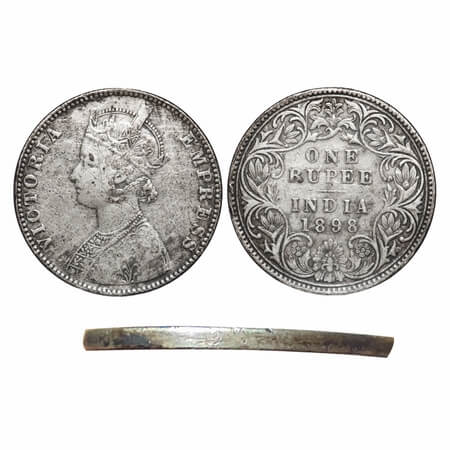 Victoria Empress, Silver, Rupee, 1898, Bombay Mint, C2/I(ii), 'B' incused, Serration marks
