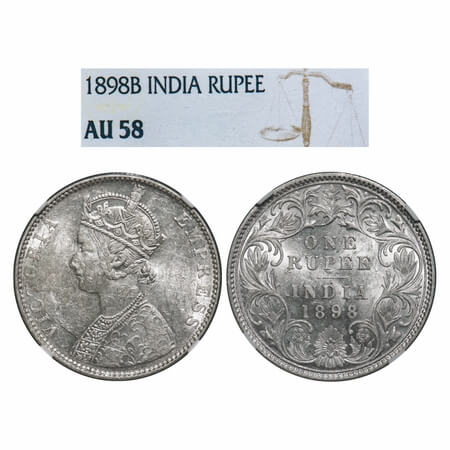 Victoria Empress, Silver, Rupee, 1898, Bombay Mint, C2/I(ii), 'B' incused. F. Prid 184. GK