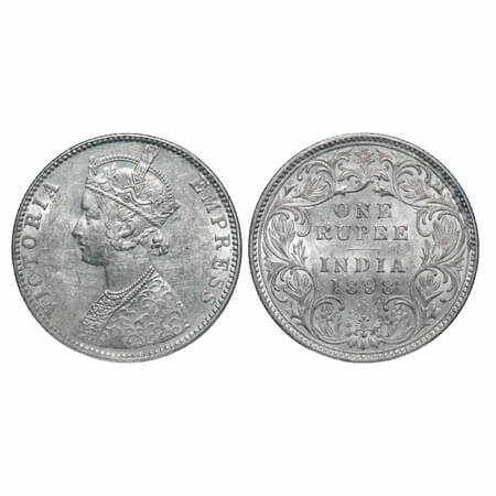 Victoria Empress, Silver, Rupee, 1898, Bombay Mint, C2/I(ii), 'B' incused. F. Prid 184. GK