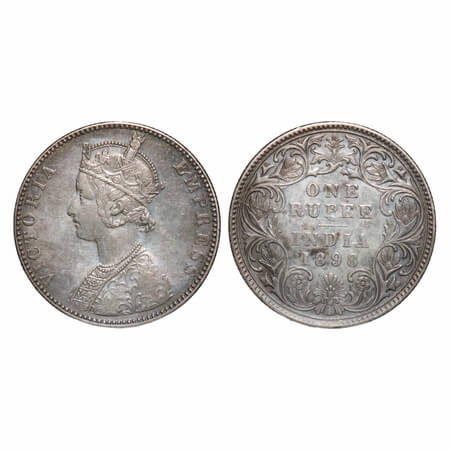 Victoria Empress, Silver, Rupee, 1898, Bombay Mint, C2/I(ii), 'B' incused. F. Prid 184. GK