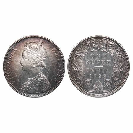 Victoria Empress, Silver, Rupee, 1898, Bombay Mint, C2/I(ii), 'B' incused. F. Prid 184. GK