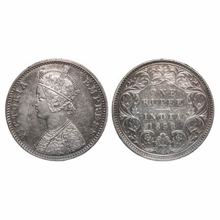 Victoria Empress, Silver, Rupee, 1898, Calcutta Mint, C3/I(i), 'C' incused. F. Prid 137. G