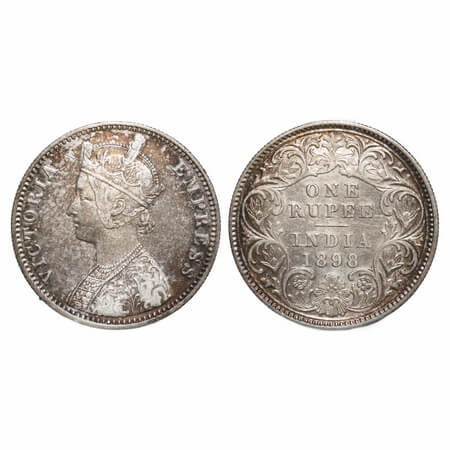 Victoria Empress, Silver, Rupee, 1898, Calcutta Mint, C3/I(i), 'C' incused. F. Prid 137. G