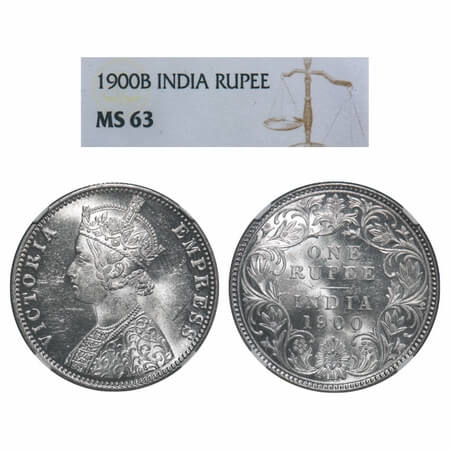 Victoria Empress, Silver, Rupee, 1900, Bombay Mint, A3(i)/I(ii), 'B' incused. F. Prid 186.