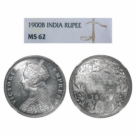 Victoria Empress, Silver, Rupee, 1900, Bombay Mint, A3(i)/I(ii), 'B' incused. F. Prid 186.