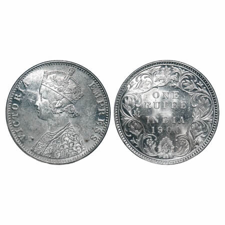 Victoria Empress, Silver, Rupee, 1900, Bombay Mint, A3(i)/I(ii), 'B' incused. F. Prid 186.