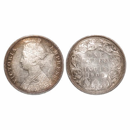 Victoria Empress, Silver, Rupee, 1900, Bombay Mint, A3(i)/I(ii), 'B' incused. F. Prid 186.