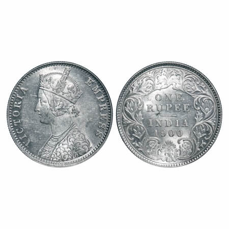 Victoria Empress, Silver, Rupee, 1900, Calcutta Mint, C3/I(i), 'C' incused. F. Prid 138. G