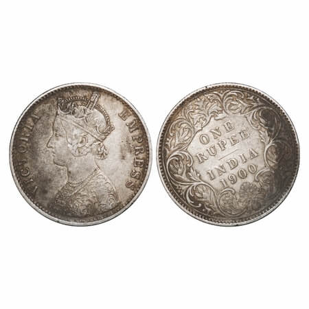 Victoria Empress, Silver, Rupee, 1900, Calcutta Mint, C3/I(i), 'C' incused, 11'o clock die