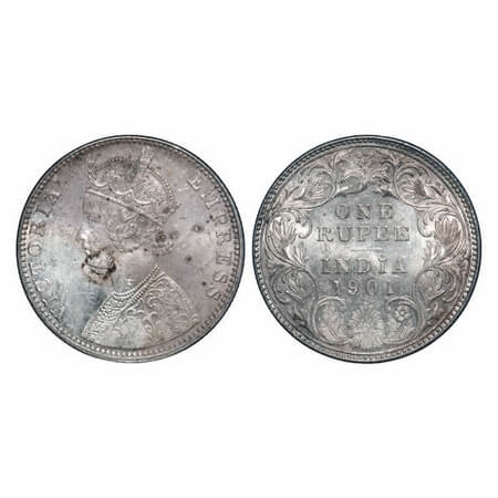Victoria Empress, Silver, Rupee, 1901, Bombay Mint, A3(i)/I(ii), 'B' incused, Ex-mount abo