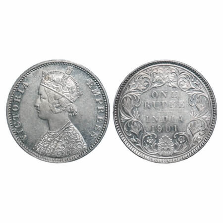 Victoria Empress, Silver, Rupee, 1901, Bombay Mint, A3(i)/I, 'B' incused. F. Prid 187. GK 