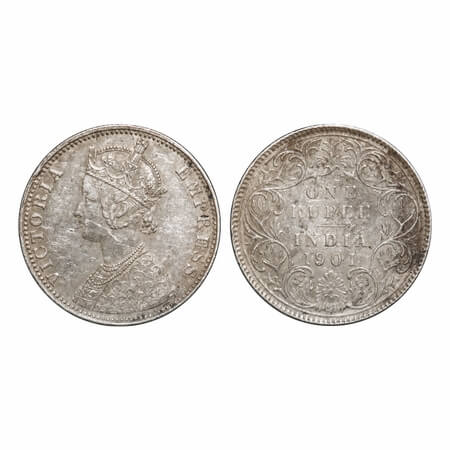 Victoria Empress, Silver, Rupee, 1901, Bombay Mint, C2/I, 'B' incused, Edge nick or Ex-mou