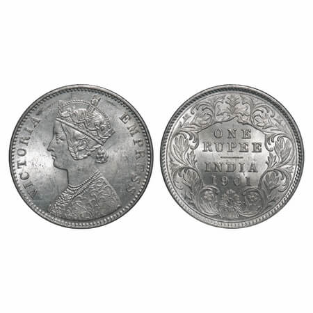 Victoria Empress, Silver, Rupee, 1901, Calcutta Mint, C3/I(i). F. Prid 139. GK 598. Almost