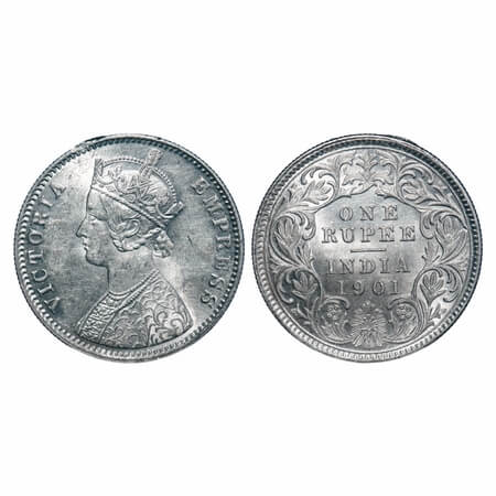 Victoria Empress, Silver, Rupee, 1901, Calcutta Mint, C3/I(i), 'C' incused. F. Prid 139. G