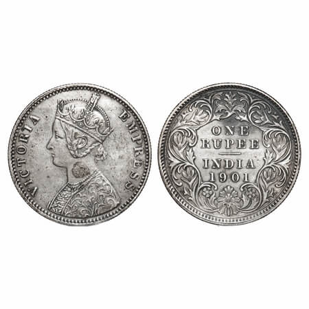 Victoria Empress, Silver, Rupee, 1901, Calcutta Mint, C3/I(i), 'C' incused. F. Prid 139. G