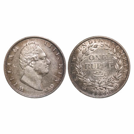 William IV, Silver, Rupee, 1835, Calcutta Mint, A(a)/III, Dugout f, Rev aligned, Large & t