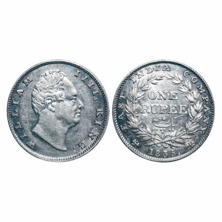 William IV, Silver, Rupee, 1835, Bombay Mint, B/II(ii), No initials, Medium thin size lett