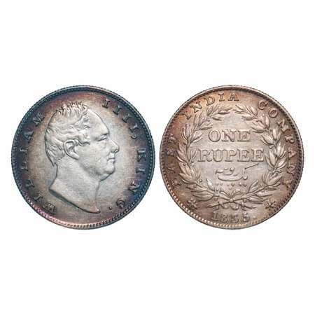 William IV, Silver, Rupee, 1835, Bombay Mint, B/II(ii), No initials, Rev aligned, Medium t