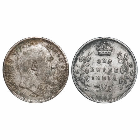 Edward VII, Silver, Rupee, 1903, Calcutta Mint, No mint mark, Error, 3 Diamonds in Urdu in