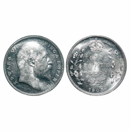 Edward VII, Silver, Rupee, 1903, Bombay Mint, 'B' incused & no dot, Ghost on Rev. F. Prid 