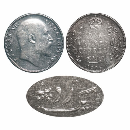 Edward VI, Silver, Rupee, 1906, Calcutta Mint, No mint mark, Mechanical die doubling of Ur