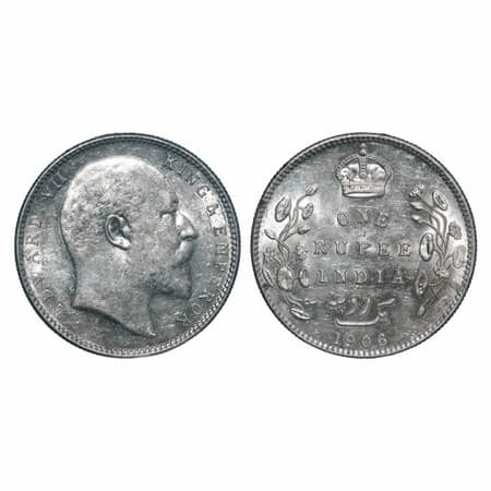 Edward VII, Silver, Rupee, 1906, Bombay Mint, 'B' incused & dot. F. Prid 202. GK 940. Bril