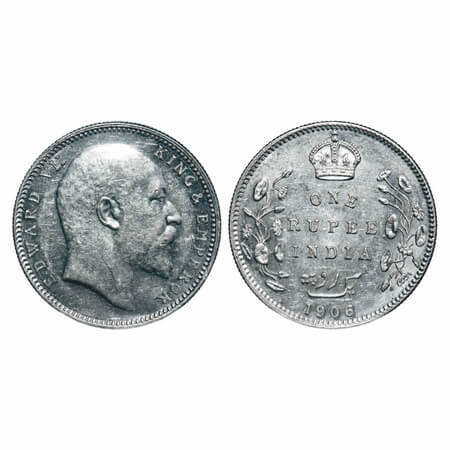 Edward VII, Silver, Rupee, 1906, Bombay Mint, 'B' incused & dot. F. Prid 202. GK 940. Unci