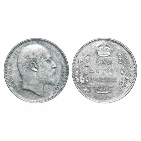 Edward VII, Silver, Rupee, 1909, Bombay Mint, 'B' incused & dot. F. Prid 205. GK 952. Unci