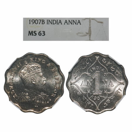 Edward VII, Copper-Nickel, 1 Anna, 1907, Bombay Mint, 'B' incused. F. Prid 926. GK 990. NG