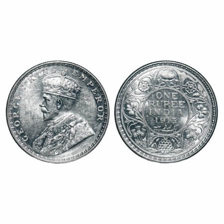 George V, Silver, Rupee, 1913, Bombay Mint, Dot, Elephant. F. Prid 219. GK 1028. Brilliant