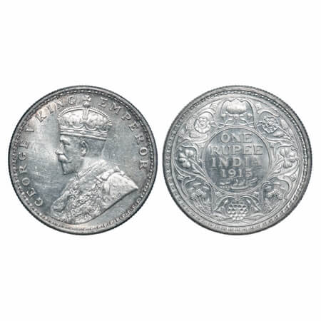 George V, Silver, Rupee, 1913, Bombay Mint, Dot, Elephant. F. Prid 219. GK 1028. Brillaint