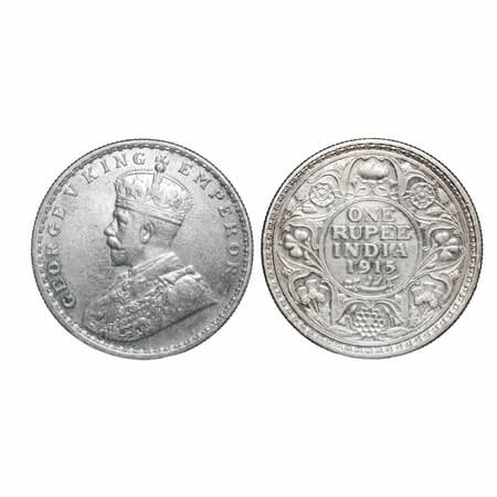 George V, Silver, Rupee, 1915, Calcutta Mint, No dot, Elephant. F. Prid 211. GK 1031. Extr