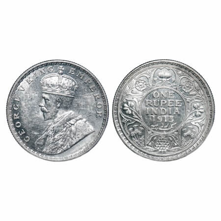 George V, Silver, Rupee, 1915, Bombay Mint, Dot, Elephant. F. Prid 221. GK 1032. Brilliant