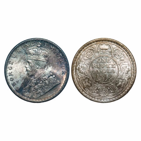 George V, Silver, Rupee, 1919, Calcutta Mint, No dot, Elephant. F. Prid 215. GK 1039. Mint