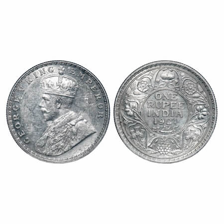 George V, Silver, Rupee, 1921, Bombay Mint, Dot, Elephant. F. Prid 227. GK 1043. Almost Un
