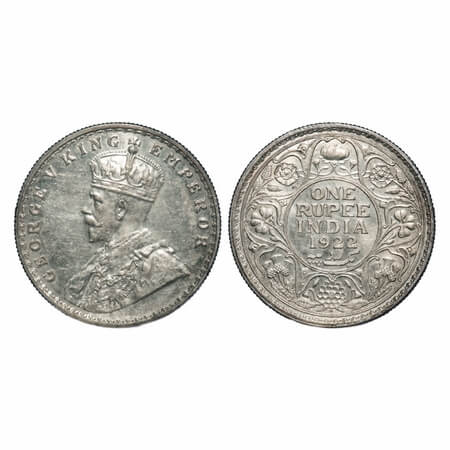 George V, Silver, Rupee, 1922, Bombay Mint, Dot, Elephant. F. Prid 228. GK 1044. Brilliant