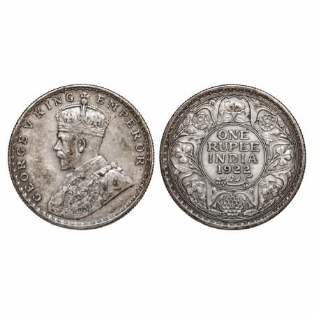 George V, Silver, Rupee, 1922, Bombay Mint, Dot, Elephant. F. Prid 228. GK 1044. Extremely
