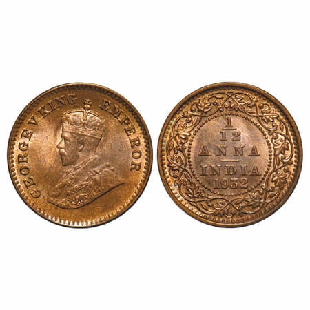 George V, Bronze, 1/12 Anna, 1932, Calcutta Mint, No dot. F. Prid 846. GK 1248. Uncirculat