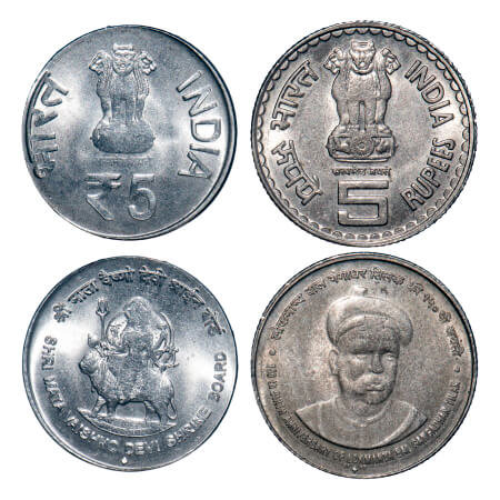 5 Rupees, (2 Coins), Mixed metals, (2007), Bombay Mint, 1) Lokmanya Tilak ki, 2) (2012) Ma