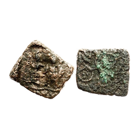 Post-Mauryan, Ujjaini Region, Copper, 3.74g, 15.97x18.09, Obv: Standing male and female fi