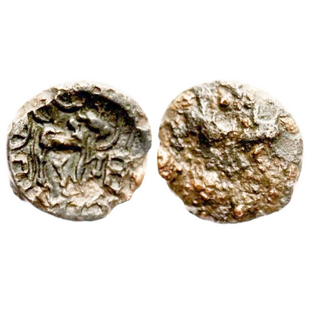 Yaudheyas, Tribal Issue, (c 200 BC), Copper, 3.51g, 18.42x19.92, Obv: Sacrificial bull tid