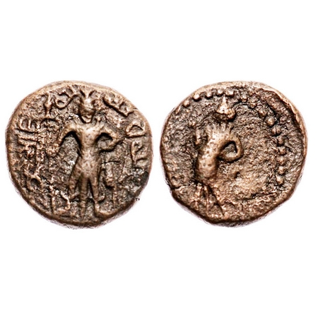Yaudheyas, Tribal Issue, Copper Unit, 9.43g, 22.72x22.78, Obv: Kartikeya standing facing, 