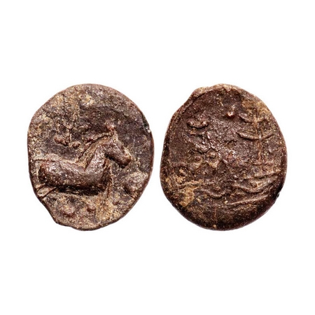 Maharathis, Anantapur Region, Lead Unit, 10.70g, 25.42x21.98, Obv: Horse standing to right