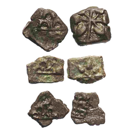 Maharathi of Khandesh (Nanded Area), (3 Coins) different type Copper Unit, Obv: Six and Th