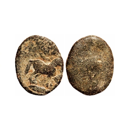 Maharathis, Anantapur Region, Lead Unit, 9.23g, 21.23x22.85, Obv: Horse standing to right 