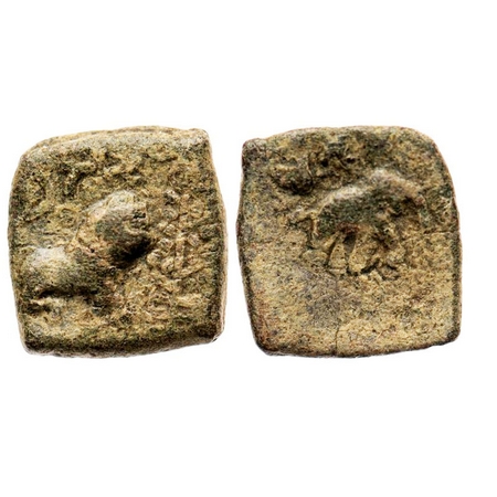 Pre Satavahana, 200-100 BC, Lead Unit, 4.08g, 16.60x15.93 mm, Obv: Lion standing right wit