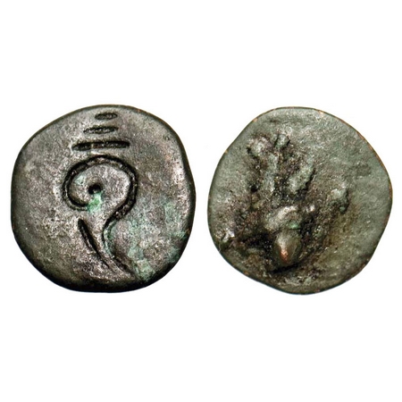 Vidarbha Region, Maharashtra, uninscribed Copper Seal 1.45g, 13.67x13.49 mm, Obv: Conch (s
